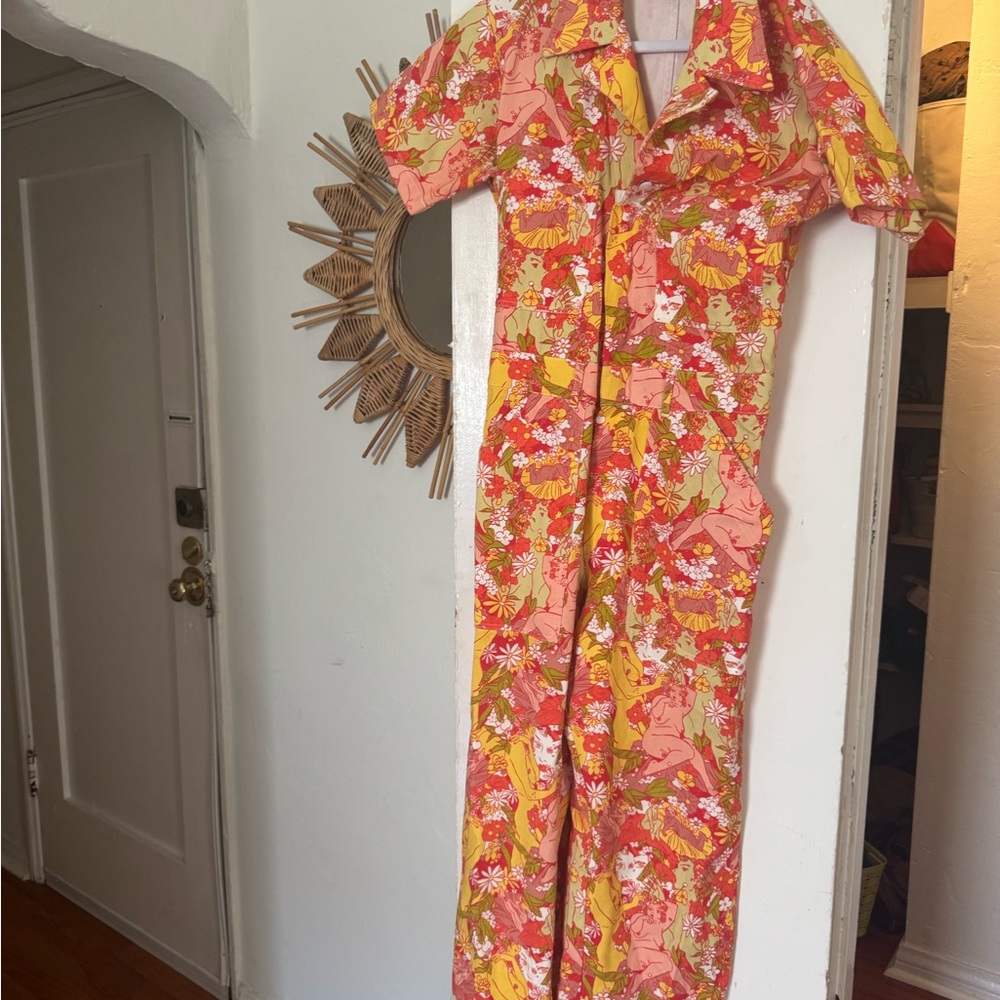 BIG BUD PRESS Floral Jumpsuit with Pink and Yellow Pattern